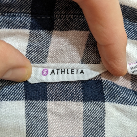 Athleta Blue Plaid Flannel Button Down Long Sleeve Shirt Top Size XS P. - Picture 5 of 5